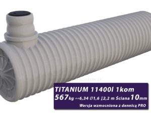 Wzmocniony zbiornik na szambo Titanium, jednokomorowy z dennicami PRO 11,4 m3
