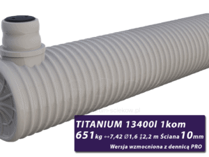 Wzmocniony zbiornik na szambo Titanium, jednokomorowy z dennicami PRO 13,4 m3