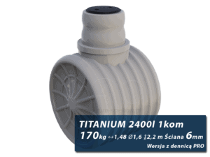 Plastikowy zbiornik na szambo Titanium, jednokomorowy z dennicą PRO 2,4 m3
