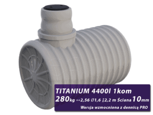 Wzmocniony zbiornik na szambo Titanium, jednokomorowy z dennicami PRO 4,4 m3