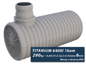 Plastikowy zbiornik na szambo Titanium, jednokomorowy z dennicą PRO 6,4 m3