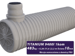Wzmocniony zbiornik na szambo Titanium, jednokomorowy z dennicami PRO 9,4 m3