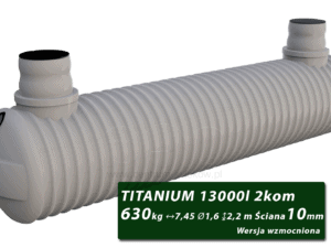 Wzmocniony plastikowy zbiornik na szambo Titanium, dwukomorowy 13 m3