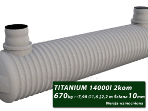 Wzmocniony plastikowy zbiornik na szambo Titanium, dwukomorowy 14 m3