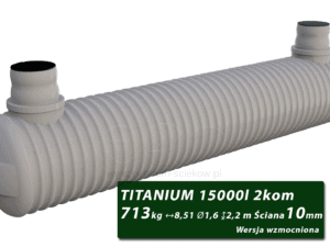Wzmocniony plastikowy zbiornik na szambo Titanium, dwukomorowy 15 m3