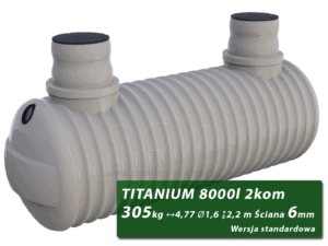 Plastikowy zbiornik na szambo Titanium, dwukomorowy 8 m3