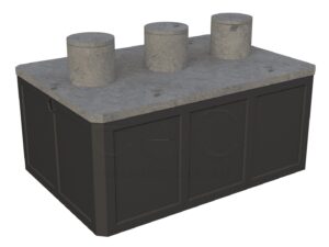 Betonowy zbiornik na szambo, trzykomorowy 10m3 (wersja niska)