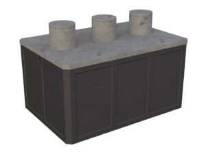 Betonowy zbiornik na szambo, trzykomorowy 12m3 (wersja niska)