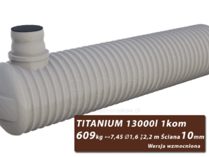 Wzmocniony plastikowy zbiornik na szambo Titanium, jednokomorowy 13 m3