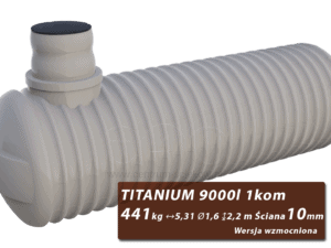 Wzmocniony plastikowy zbiornik na szambo Titanium, jednokomorowy 9 m3