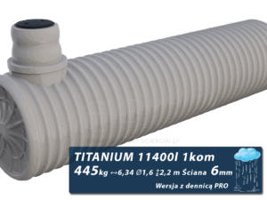 Plastikowy zbiornik na deszczówkę Titanium, jednokomorowy z dennicą PRO 11,4 m3