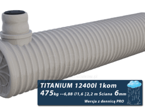 Plastikowy zbiornik na deszczówkę Titanium, jednokomorowy z dennicą PRO 12,4 m3