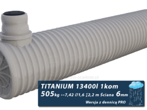 Plastikowy zbiornik na deszczówkę Titanium, jednokomorowy z dennicą PRO 13,4 m3