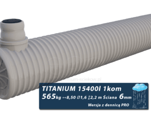 Plastikowy zbiornik na deszczówkę Titanium, jednokomorowy z dennicą PRO 15,4 m3