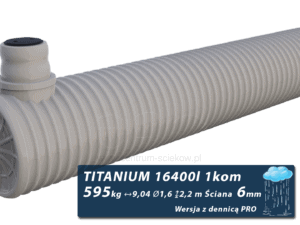 Plastikowy zbiornik na deszczówkę Titanium, jednokomorowy z dennicą PRO 16,4 m3