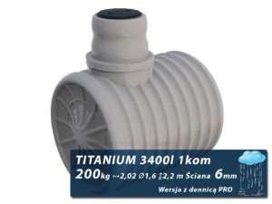 Plastikowy zbiornik na deszczówkę Titanium, jednokomorowy z dennicą PRO 3,4 m3