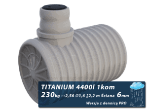 Plastikowy zbiornik na deszczówkę Titanium, jednokomorowy z dennicą PRO 4,4 m3