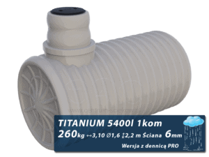 Plastikowy zbiornik na deszczówkę Titanium, jednokomorowy z dennicą PRO 5,4 m3