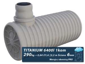 Plastikowy zbiornik na deszczówkę Titanium, jednokomorowy z dennicą PRO 6,4 m3