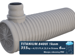Plastikowy zbiornik na deszczówkę Titanium, jednokomorowy z dennicą PRO 8,4 m3