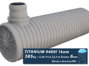 Plastikowy zbiornik na deszczówkę Titanium, jednokomorowy z dennicą PRO 9,4 m3