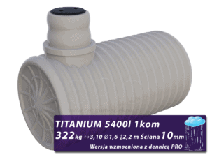 Wzmocniony zbiornik na deszczówkę Titanium, jednokomorowy z dennicami PRO 5,4 m3
