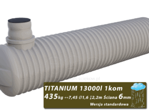 Plastikowy zbiornik na deszczówkę Titanium, jednokomorowy 13 m3