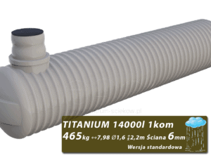 Plastikowy zbiornik na deszczówkę Titanium, jednokomorowy 14 m3