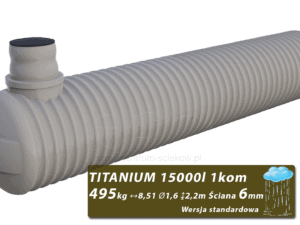 Plastikowy zbiornik na deszczówkę Titanium, jednokomorowy 15 m3
