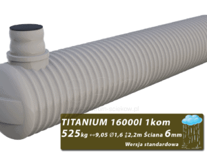 Plastikowy zbiornik na deszczówkę Titanium, jednokomorowy 16 m3