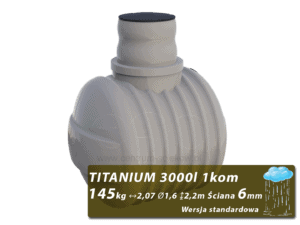 Plastikowy zbiornik na deszczówkę Titanium, jednokomorowy 3 m3