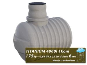 Plastikowy zbiornik na deszczówkę Titanium, jednokomorowy 4 m3