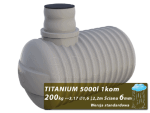 Plastikowy zbiornik na deszczówkę Titanium, jednokomorowy 5 m3