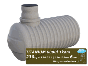Plastikowy zbiornik na deszczówkę Titanium, jednokomorowy 6 m3