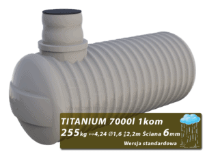 Plastikowy zbiornik na deszczówkę Titanium, jednokomorowy 7 m3