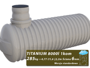 Plastikowy zbiornik na deszczówkę Titanium, jednokomorowy 8 m3
