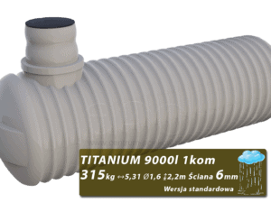Plastikowy zbiornik na deszczówkę Titanium, jednokomorowy 9 m3