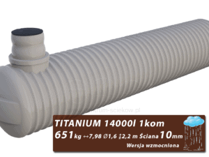 Wzmocniony plastikowy zbiornik na deszczówkę Titanium, jednokomorowy 14 m3
