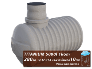 Wzmocniony plastikowy zbiornik na deszczówkę Titanium, jednokomorowy 5 m3