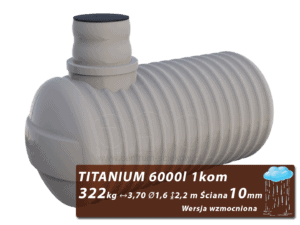 Wzmocniony plastikowy zbiornik na deszczówkę Titanium, jednokomorowy 6 m3
