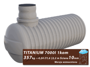 Wzmocniony plastikowy zbiornik na deszczówkę Titanium, jednokomorowy 7 m3
