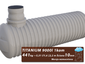 Wzmocniony plastikowy zbiornik na deszczówkę Titanium, jednokomorowy 9 m3