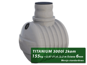 Plastikowy zbiornik na szambo Titanium, dwukomorowy 3 m3