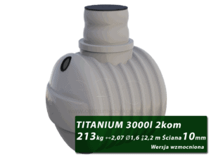 Wzmocniony plastikowy zbiornik na szambo Titanium, dwukomorowy 3 m3