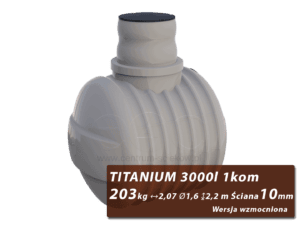 Wzmocniony plastikowy zbiornik na szambo Titanium, jednokomorowy 3 m3