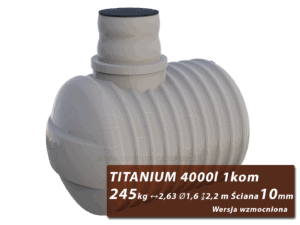 Wzmocniony plastikowy zbiornik na szambo Titanium, jednokomorowy 4 m3