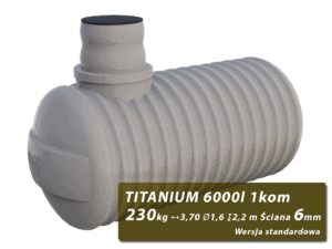 Plastikowy zbiornik na szambo Titanium, jednokomorowy 6 m3