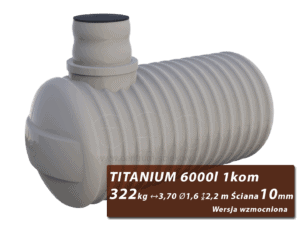 Wzmocniony plastikowy zbiornik na szambo Titanium, jednokomorowy 6 m3
