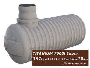 Wzmocniony plastikowy zbiornik na szambo Titanium, jednokomorowy 7 m3