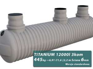 Plastikowy zbiornik na szambo Titanium, trzykomorowy 12 m3